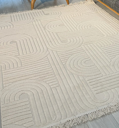 Lisa Yuvarlak  Desenler  Makine Halısı Bej