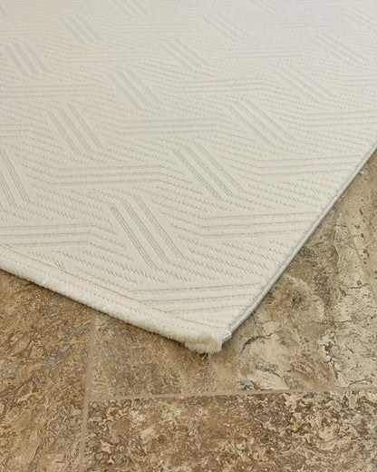 Mercan Koleksiyonu Soft Desenli Makine Halısı Krem