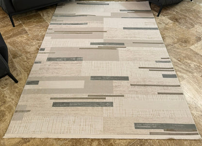 Çırağan Modern Desenli Makine Halısı Vizon