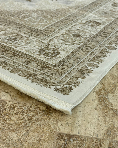 Amber Göbek Desenli Makine Halısı Kahve