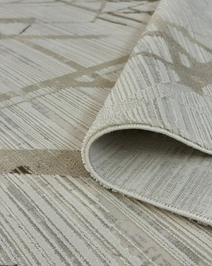 Amber Sade Desenli Makine Halısı Bej